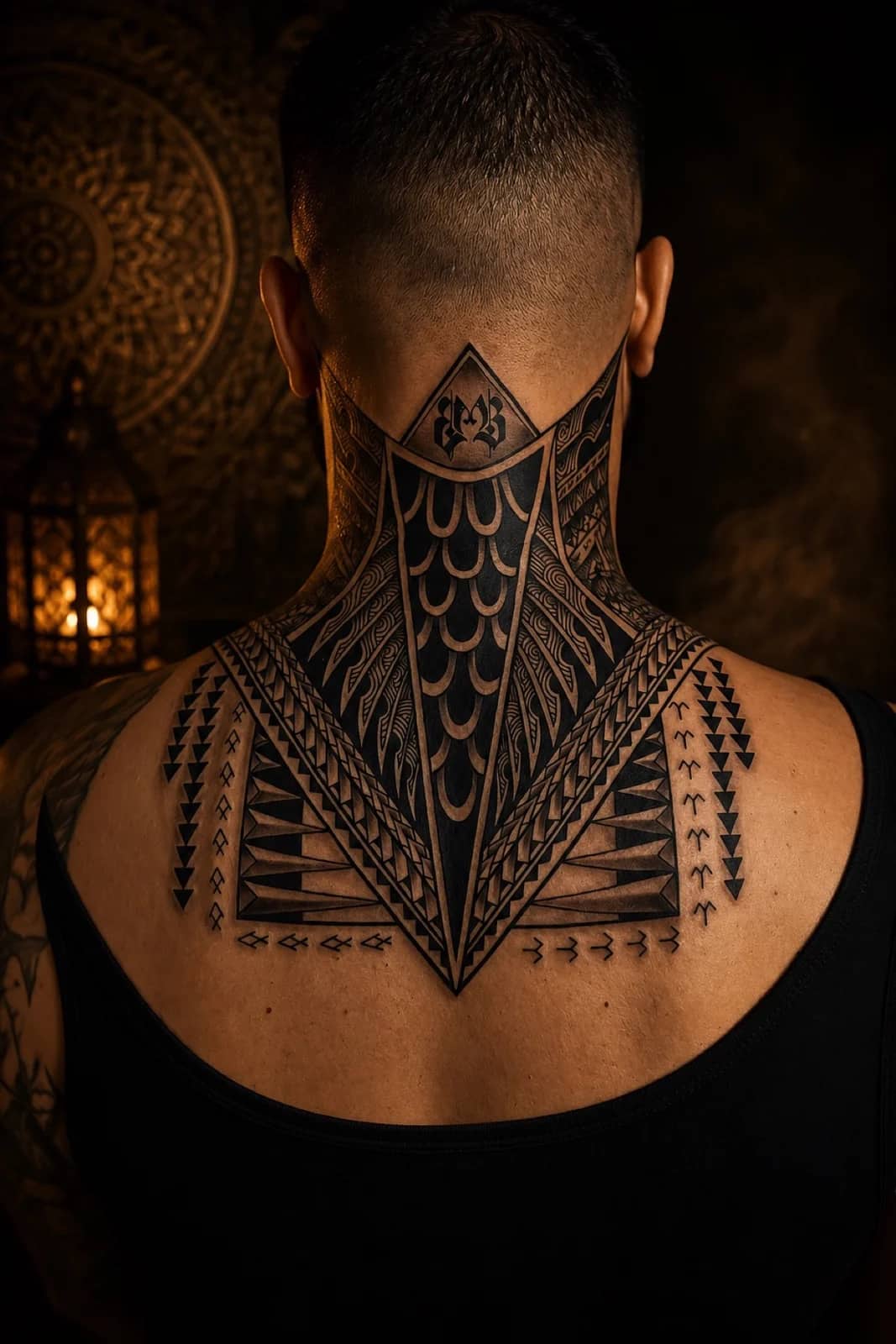 Mandala tattoo with balanced symmetry and ornamental dotwork detail at Bloodline Tattoo Bangkok